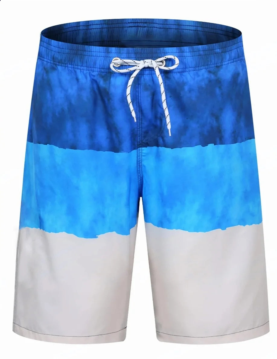 Men's Striped Board Shorts – Lightweight Swim Trunks for Beach