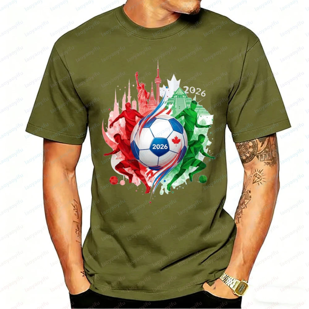 2026 North America Soccer Graphic T-Shirt – Cotton Fan Tee for Men & Women