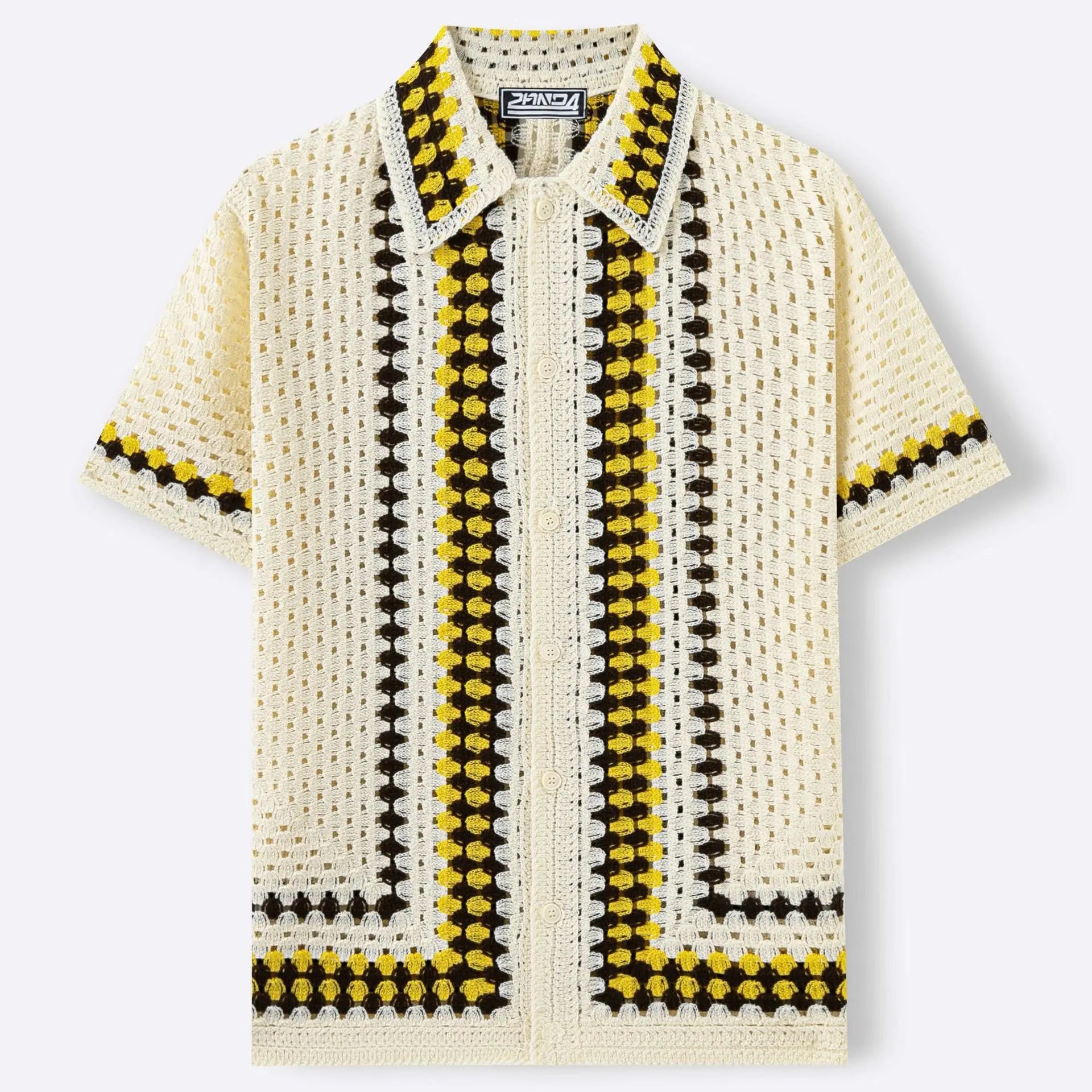 Men's Crochet Hollow Knit Polo Shirt – Summer Casual Vacation Top