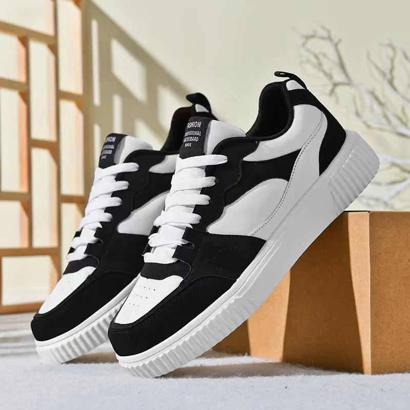 Men's Retro Checkered Skate Shoes – Low-Top Casual Sneakers