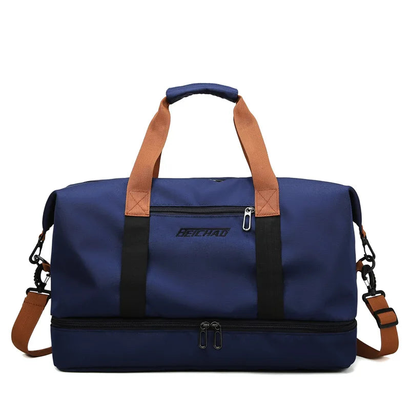 Women's Gym & Travel Duffle Bag – Waterproof Nylon Sports Bag with Shoe Pocket & Wet/Dry Separation