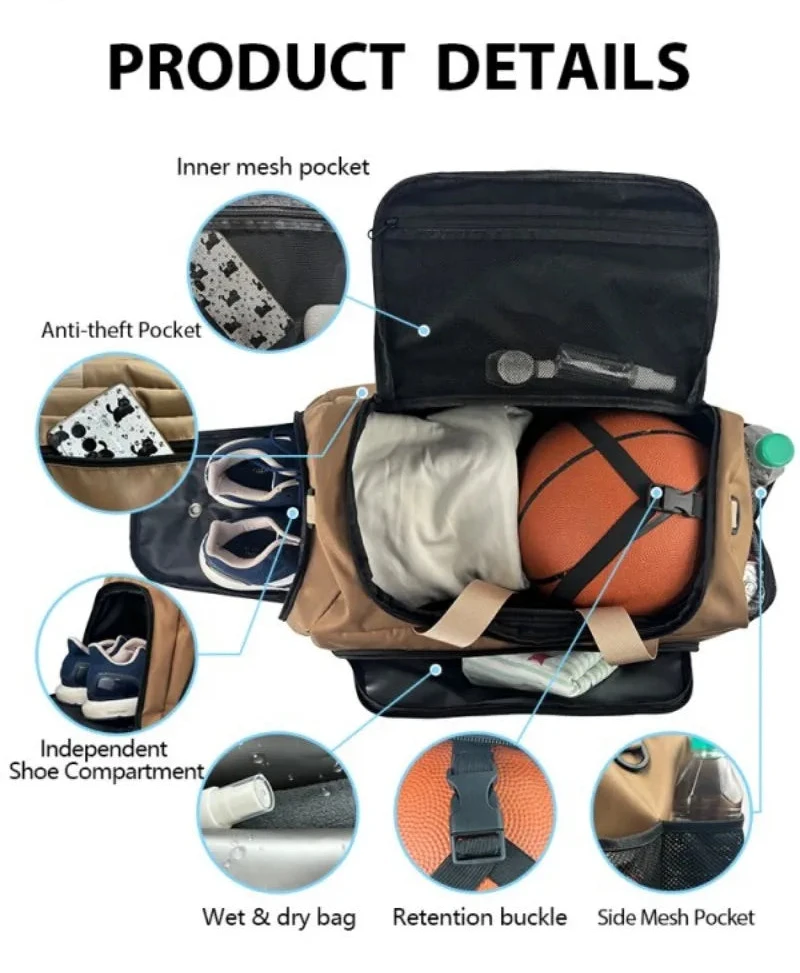 Large Capacity Canvas Gym Duffel Bag – Fitness, Travel & Sports Shoulder Bag