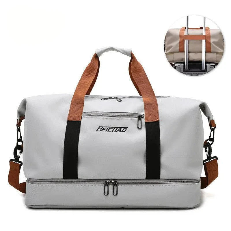 Women's Gym & Travel Duffle Bag – Waterproof Nylon Sports Bag with Shoe Pocket & Wet/Dry Separation
