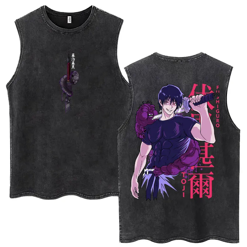Jujutsu Kaisen Nanami Kento Anime Tank Top | Washed Graphic Sleeveless Tee