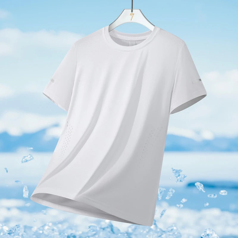 Men's Ice Silk Running T-Shirt – Quick-Dry Breathable Sports Tee (M–5XL)
