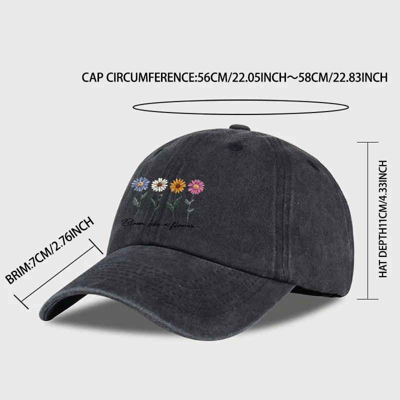 Daisy Floral Baseball Cap – Adjustable Unisex Sun Hat for Outdoor & Travel