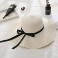 Women's Wide Brim Straw Sun Hat – Foldable Beach Hat with Bow | UV Protection