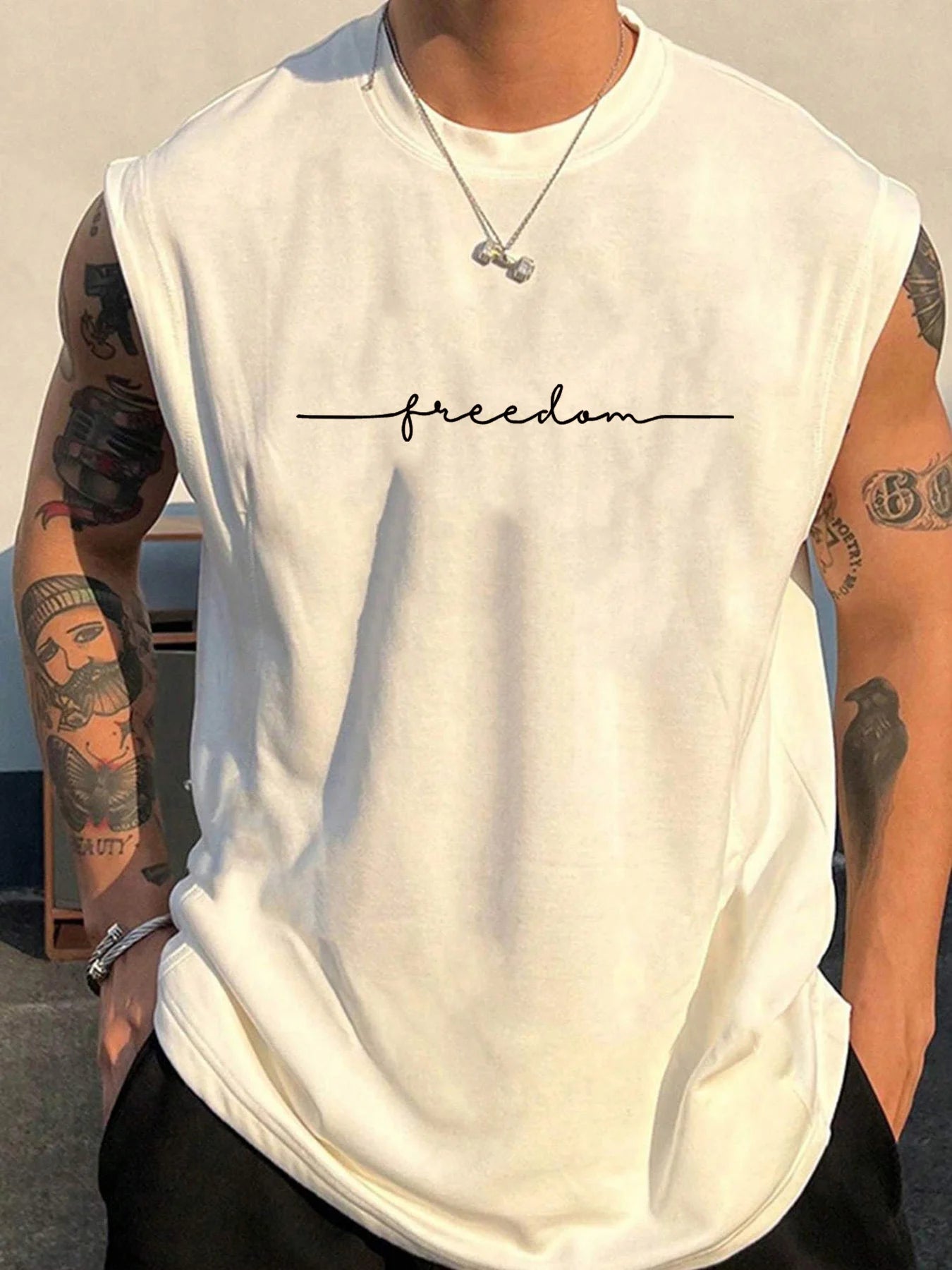 Men's Freedom Letter Print Tank Top | Casual Sleeveless Vest
