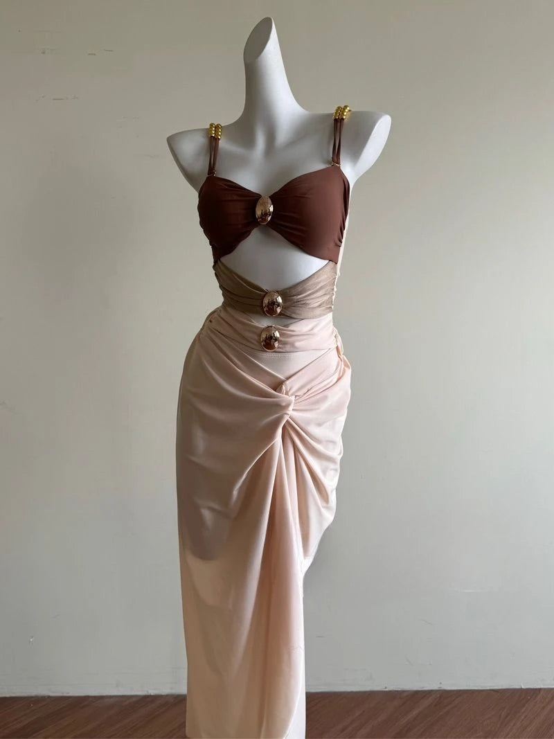 Women's One-Piece Swimsuit Beach Dress | Asymmetrical Skirt Cover-Up