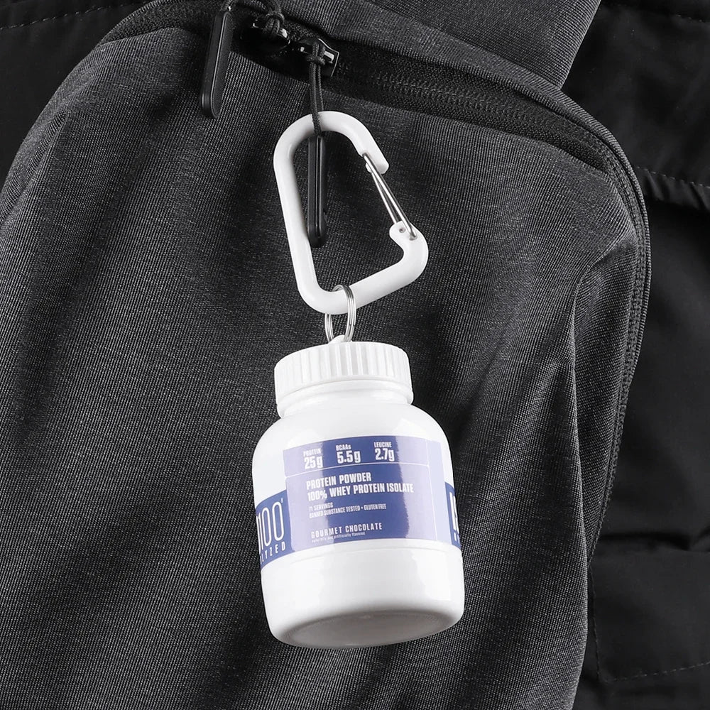 Portable Protein Powder Container with Keychain – Mini Travel Storage Bottle (100ml & 200ml)