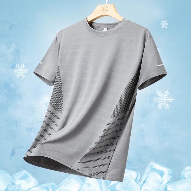 Men's Ice Silk Running T-Shirt – Quick-Dry Breathable Sports Tee (M–5XL)