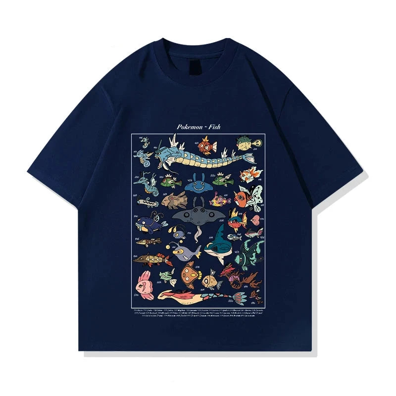 Pokémon Retro Graphic T-Shirt – Japanese Style 100% Cotton Loose Fit Short Sleeve Tee