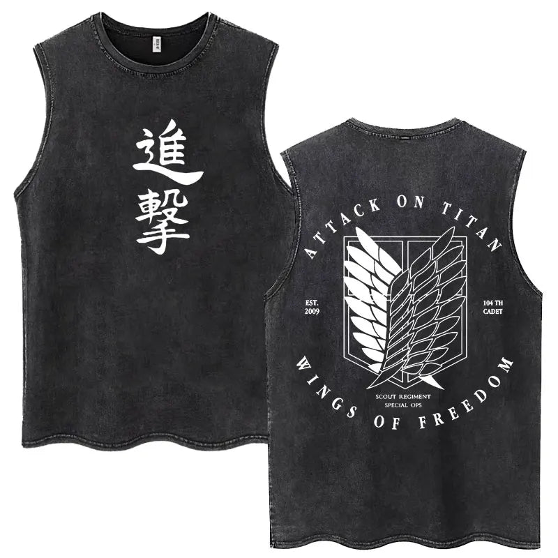 Attack on Titan Anime Tank Top – Mikasa & Eren Jaeger Sleeveless Tee (S–XXL)