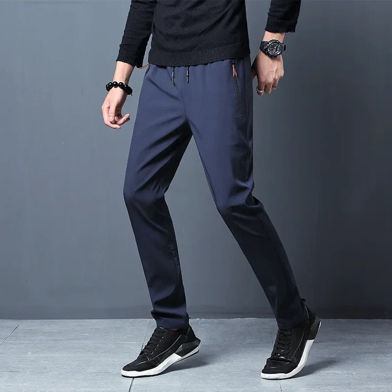 Men's Slim Fit Jogger Pants – Elastic Waist, Korean Style, Available in Plus Sizes