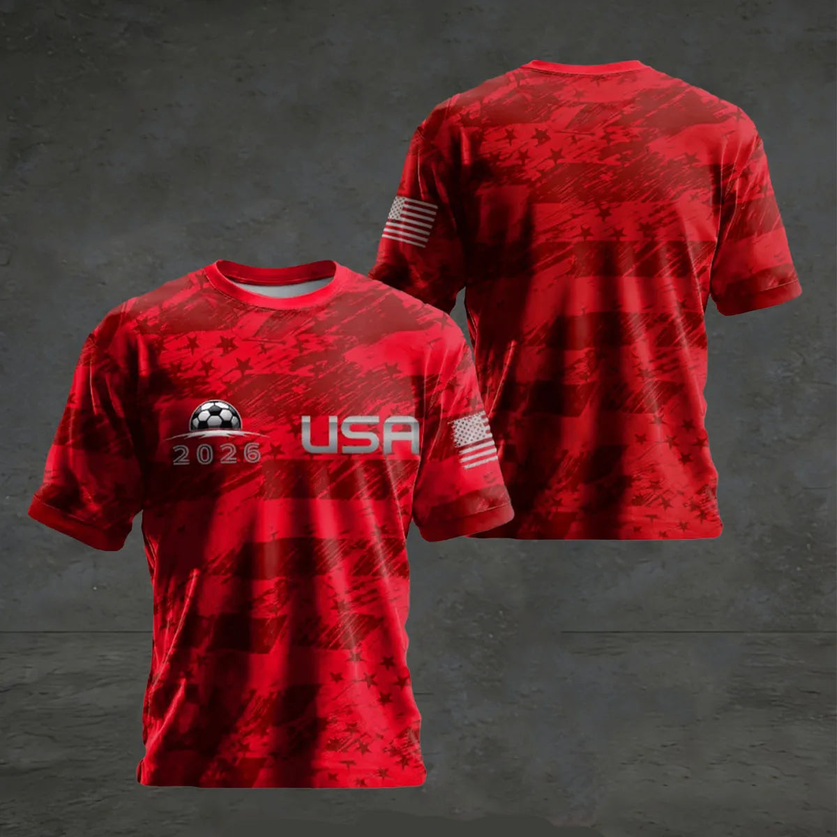 2026 USA Soccer T-Shirt | 3D American Flag Football Jersey | Unisex Fan Gift Tee