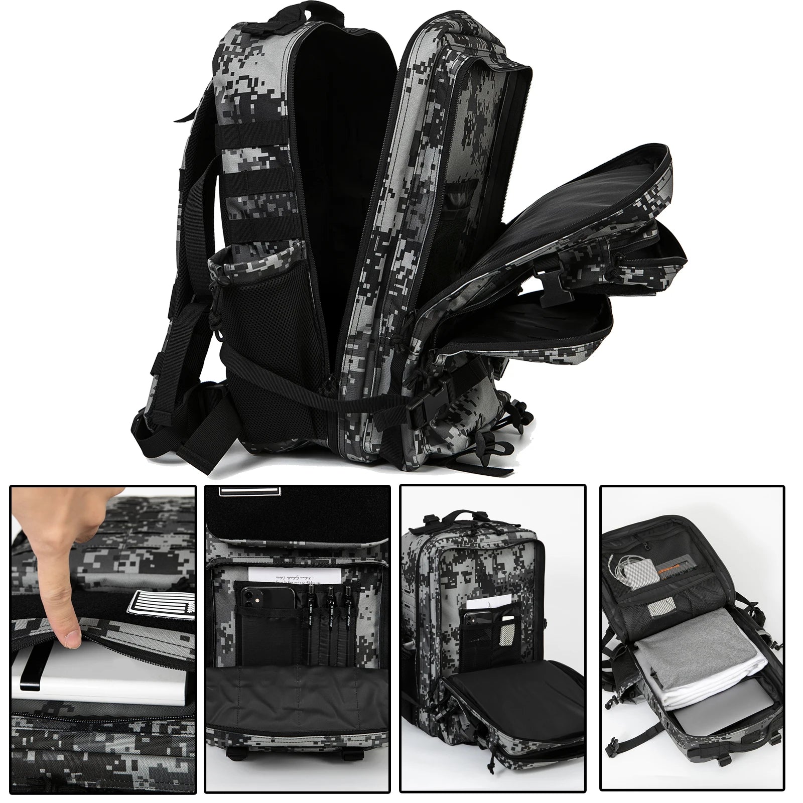 45L Tactical Backpack with Dual Cup Holders – Hunting, Hiking & Camping Rucksack