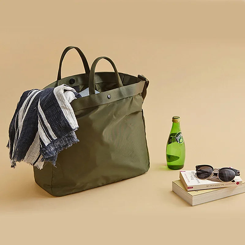Nylon Tote Bag – Lightweight Waterproof Shoulder Bag for Beach, Travel & Gym
