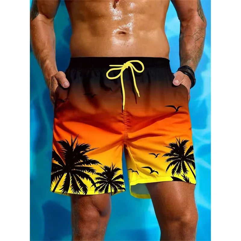 Men's Striped Board Shorts – Lightweight Swim Trunks for Beach