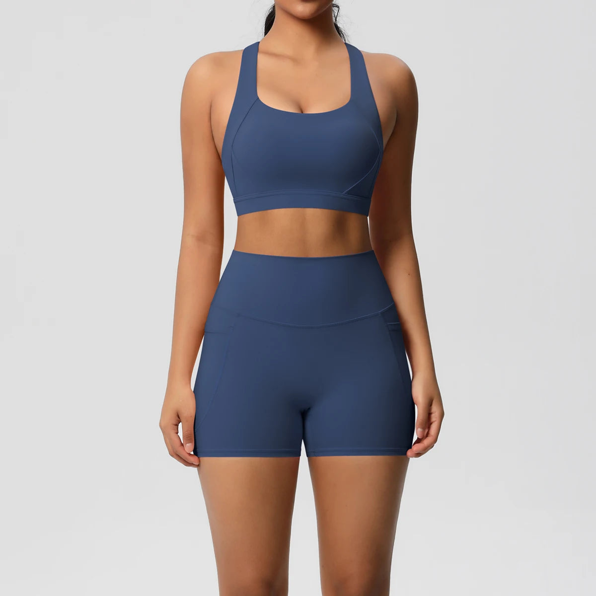 Women's 2-Piece Yoga Set with Pockets | Crossover Bra + High-Stretch Leggings