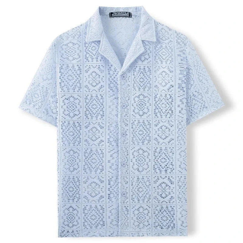 Men's See-Through Mesh Shirt – Breathable Casual Top for Beach & Nightlife