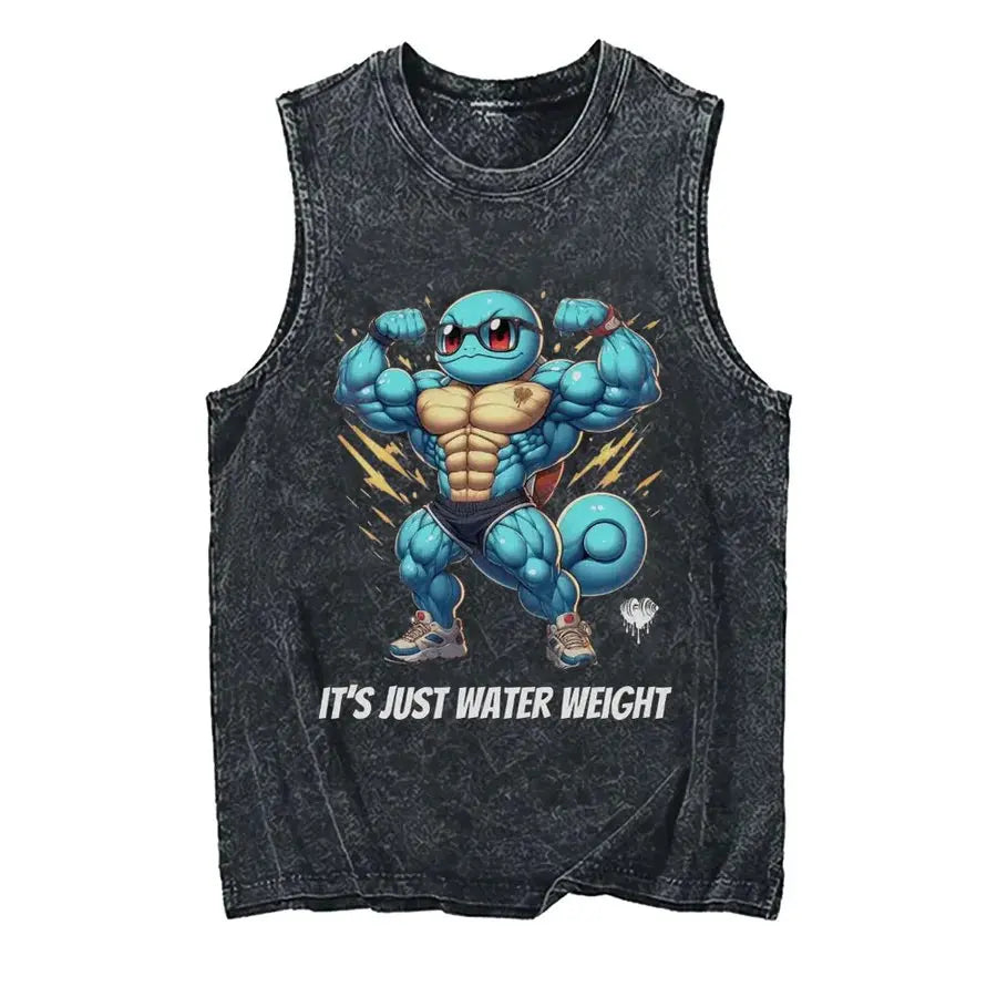 Men's Pokémon Oversized Vintage Washed Tank Top – Y2K Sleeveless Gym Shirt