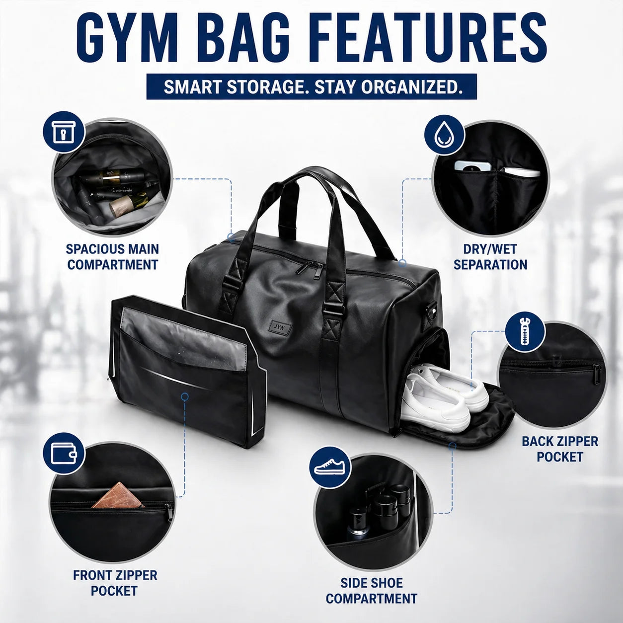 Waterproof Sport Duffel Bag with Shoe Compartment & Wet/Dry Separation