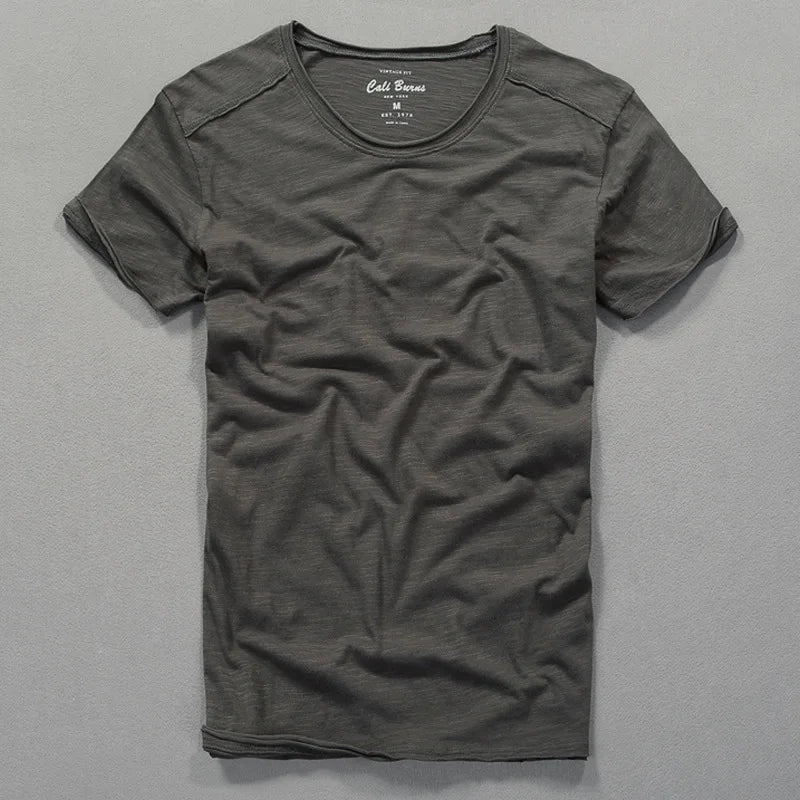 Men's Slub Cotton T-Shirt | Breathable Casual Tee | Summer Harajuku Style