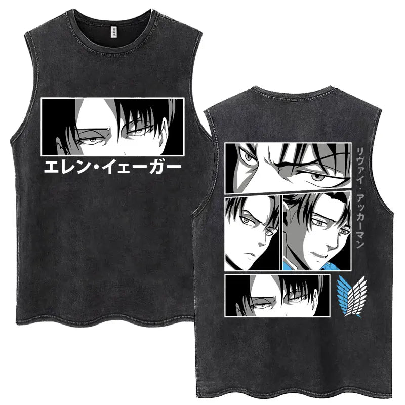 Attack on Titan Anime Tank Top – Mikasa & Eren Jaeger Sleeveless Tee (S–XXL)