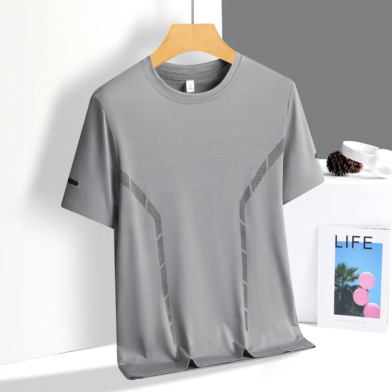 Men's Ice Silk Running T-Shirt – Quick-Dry Breathable Sports Tee (M–5XL)