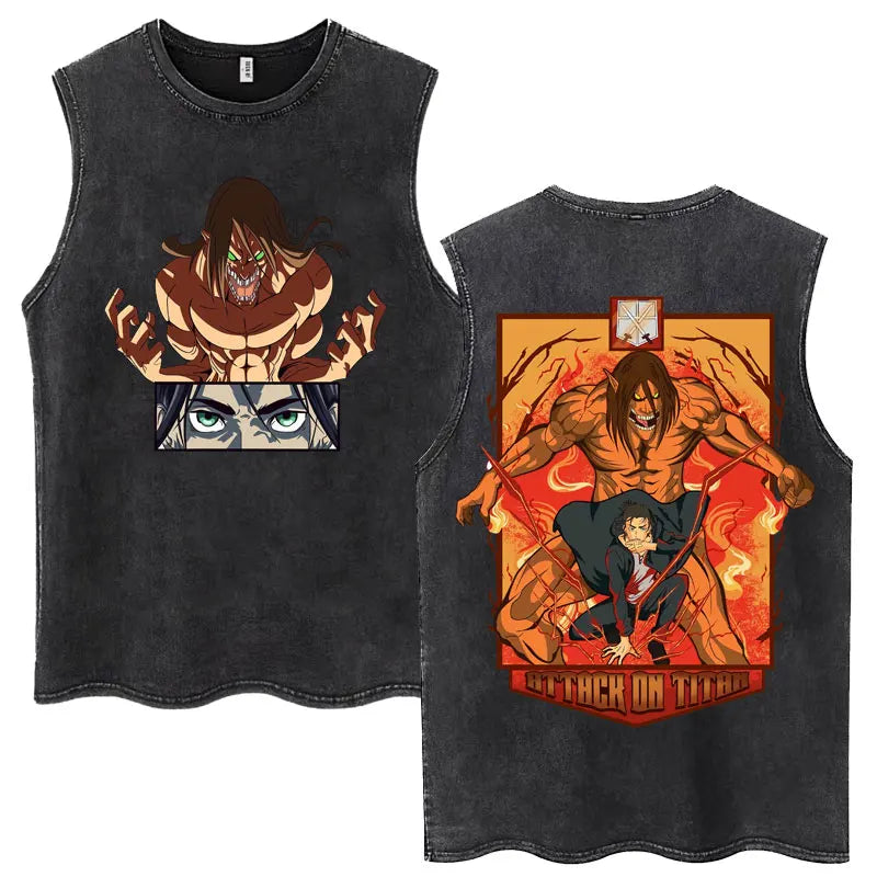 Attack on Titan Anime Tank Top – Mikasa & Eren Jaeger Sleeveless Tee (S–XXL)