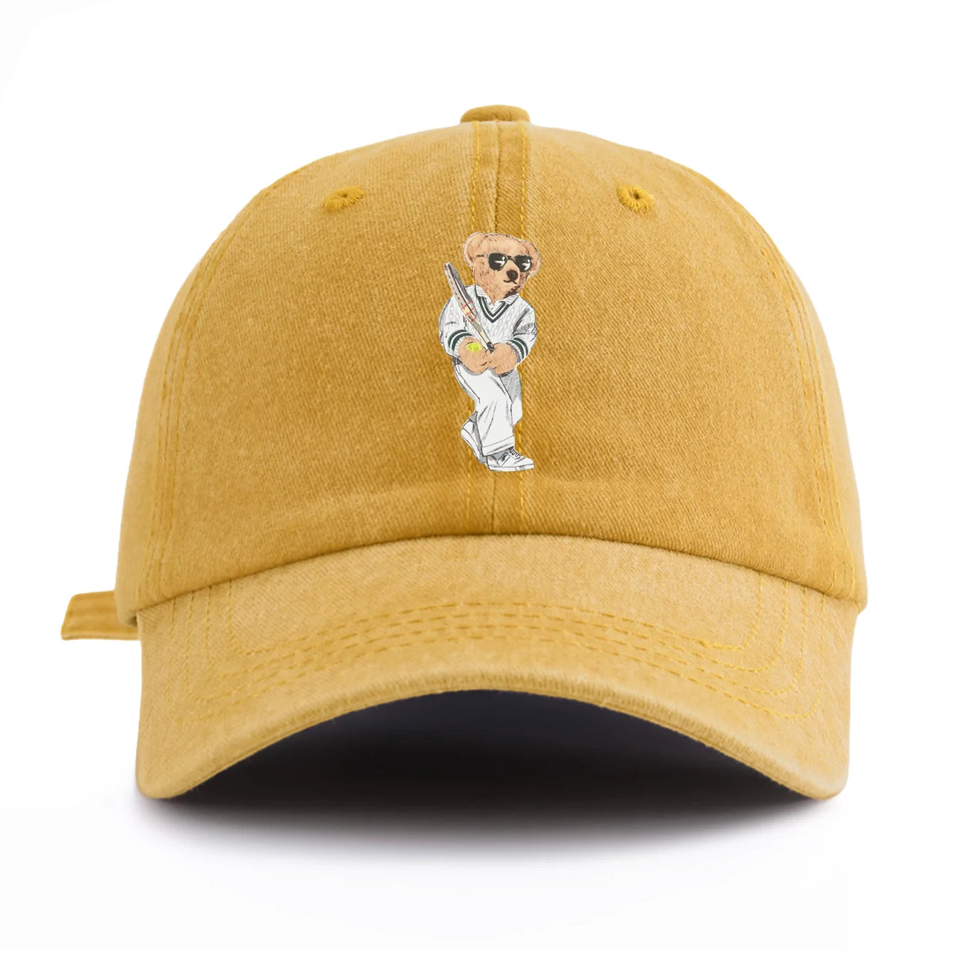 Bear Print Washed Baseball Cap
