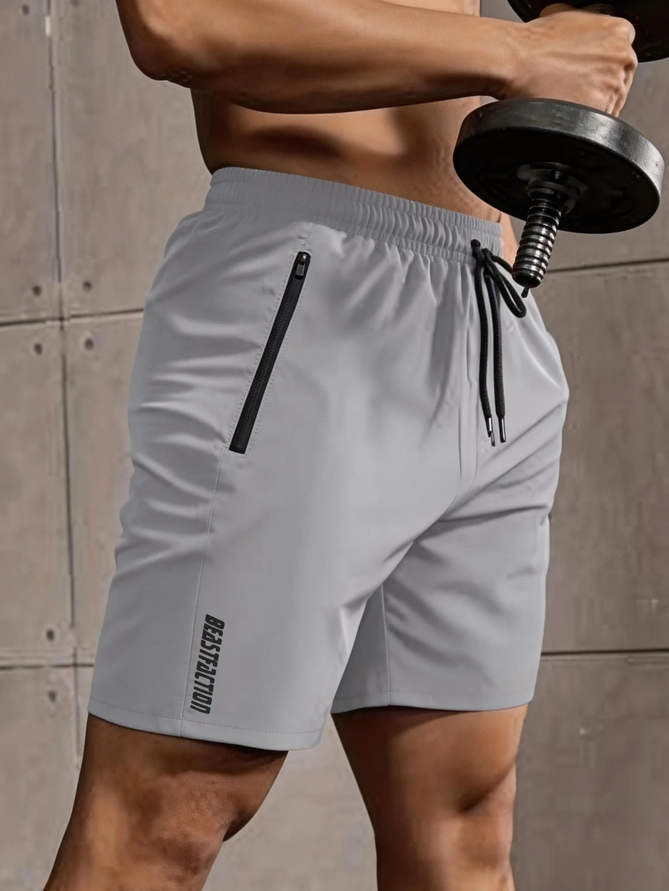 Men's Quick-Dry Athletic Shorts – Zipper Pockets, Drawstring & Breathable Fabric