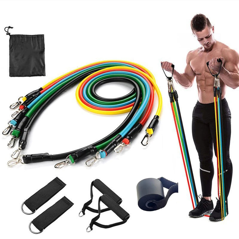 11-Piece TPE Resistance Band Set – Pull Rope Kit with Door Anchor, Handles, Ankle Straps & Carry Bag