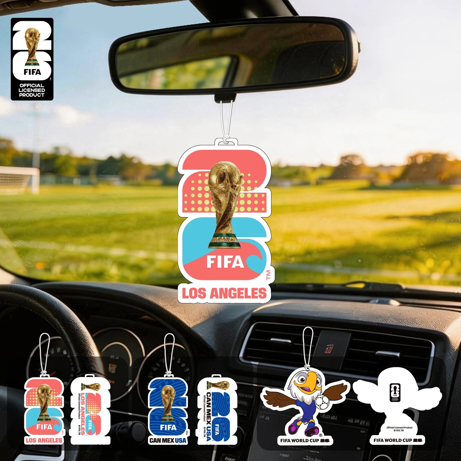 FIFA World Cup 2026 Car Air Freshener – Trophy, Mascot & Host City Designs | Long-Lasting Scent