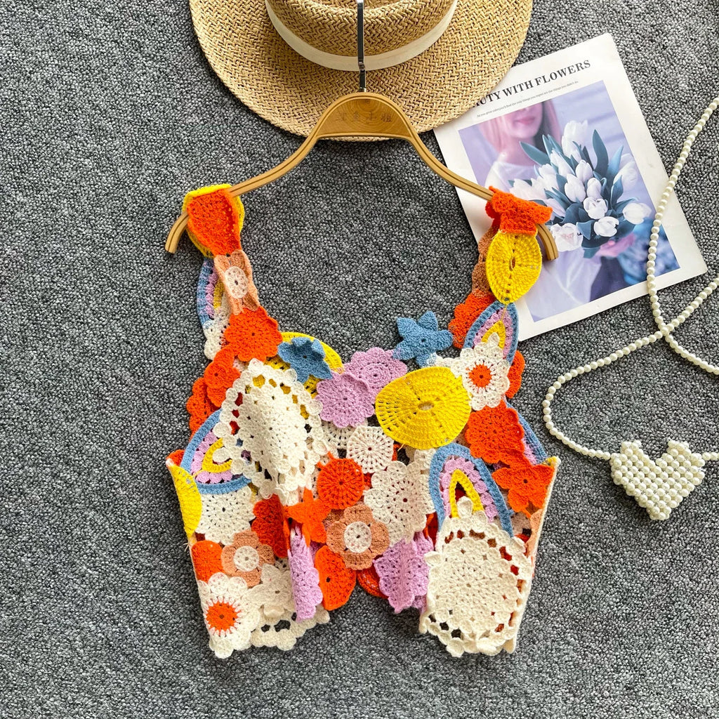 Floral Crochet Crop Tank Top – Fairycore Summer Knit