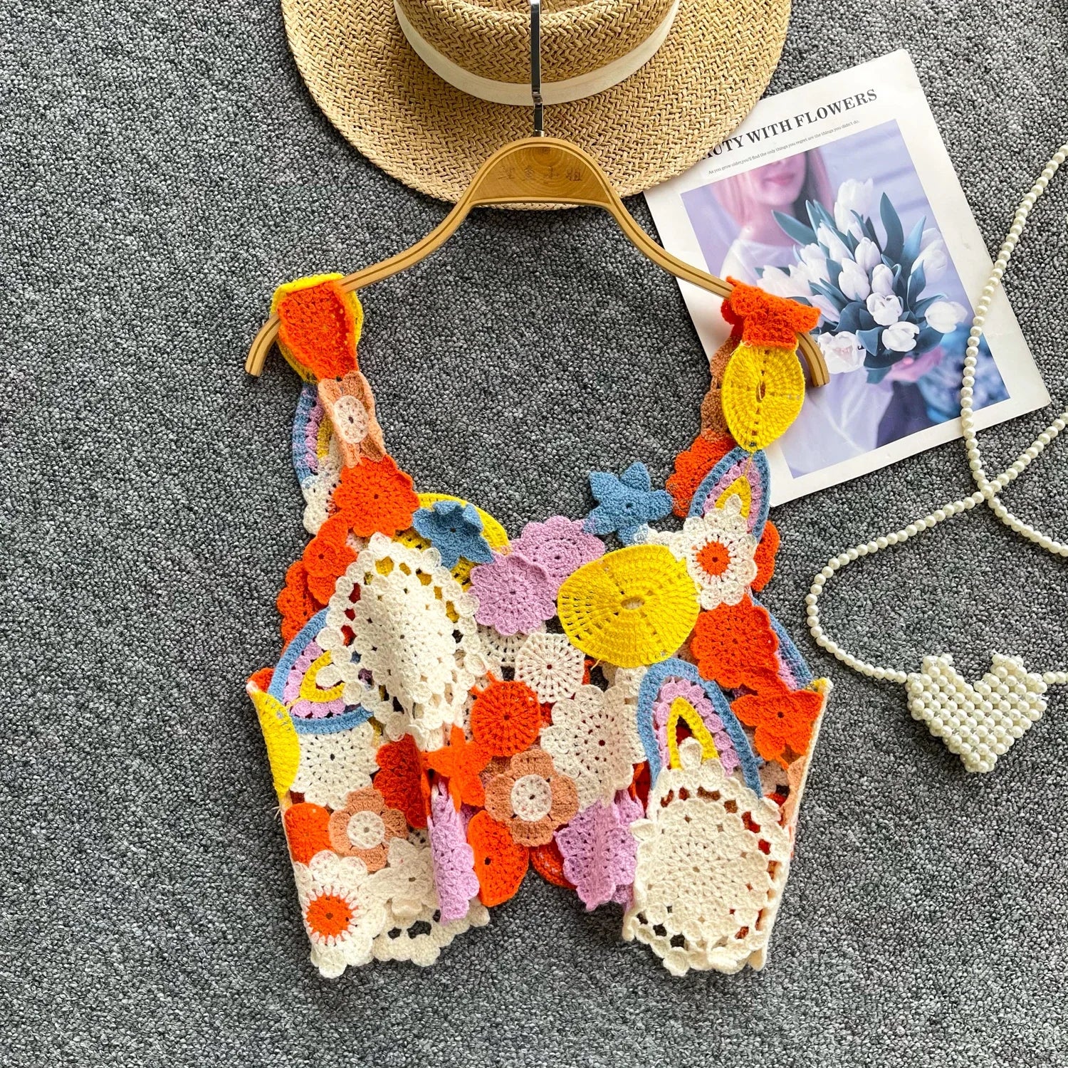 Floral Crochet Crop Tank Top – Fairycore Summer Knit