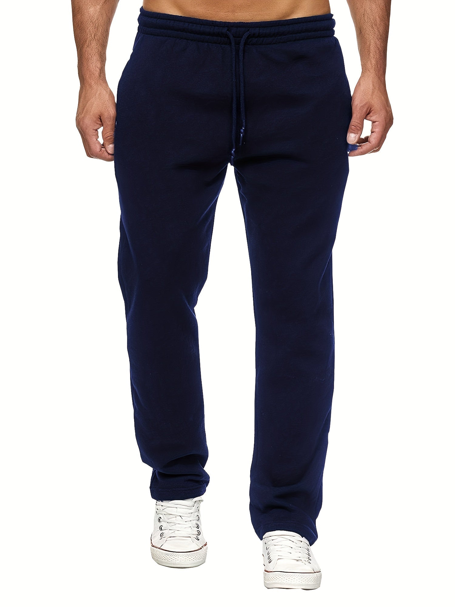 Men's Fashion Casual Solid Color Fleece-Lined Joggers
