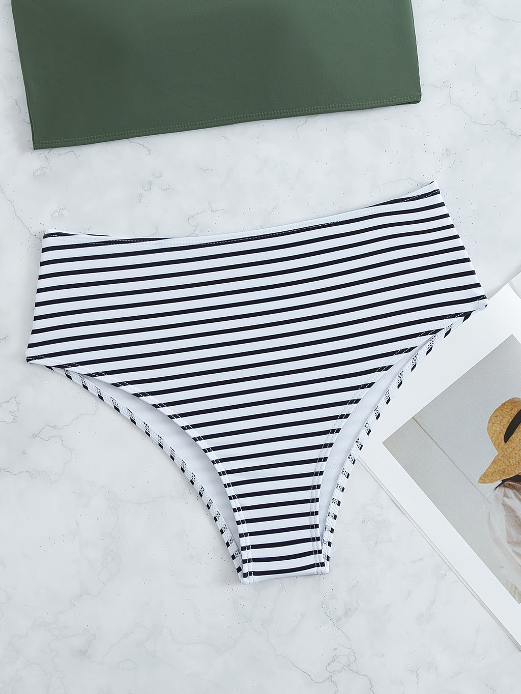 Striped Bandeau Bikini Set – Strapless Two-Piece Swimsuit
