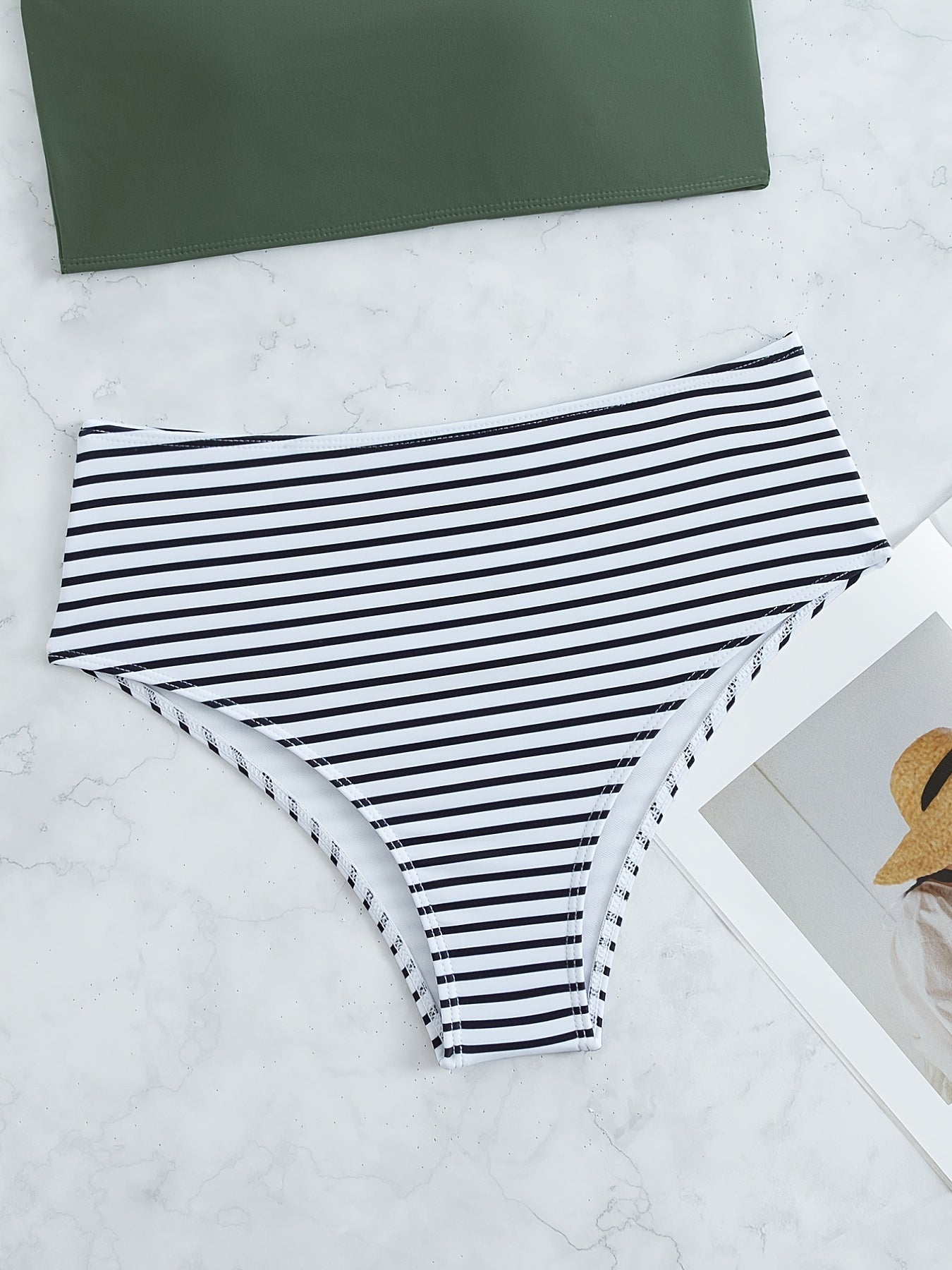 Striped Bandeau Bikini Set – Strapless Two-Piece Swimsuit