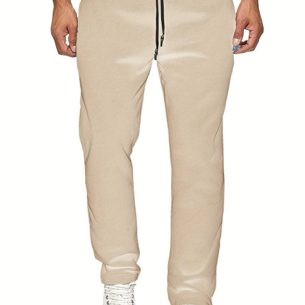 Men's Fashion Casual Solid Color Fleece-Lined Joggers