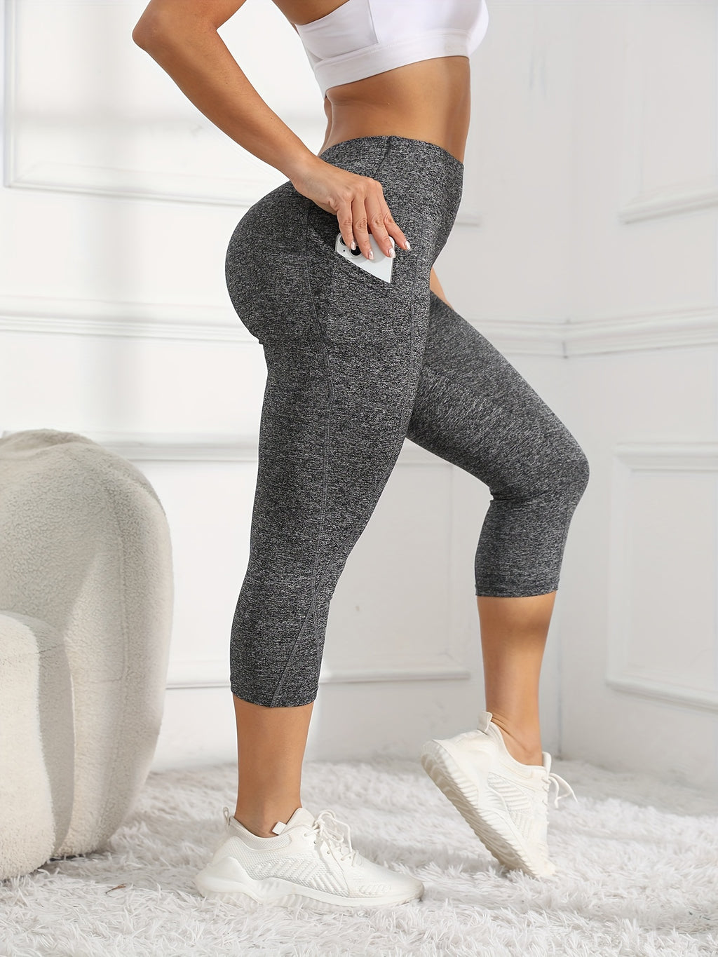 Women's High-Waist Yoga Leggings | Butt-Lifting, Pocketed, 3/4 Length