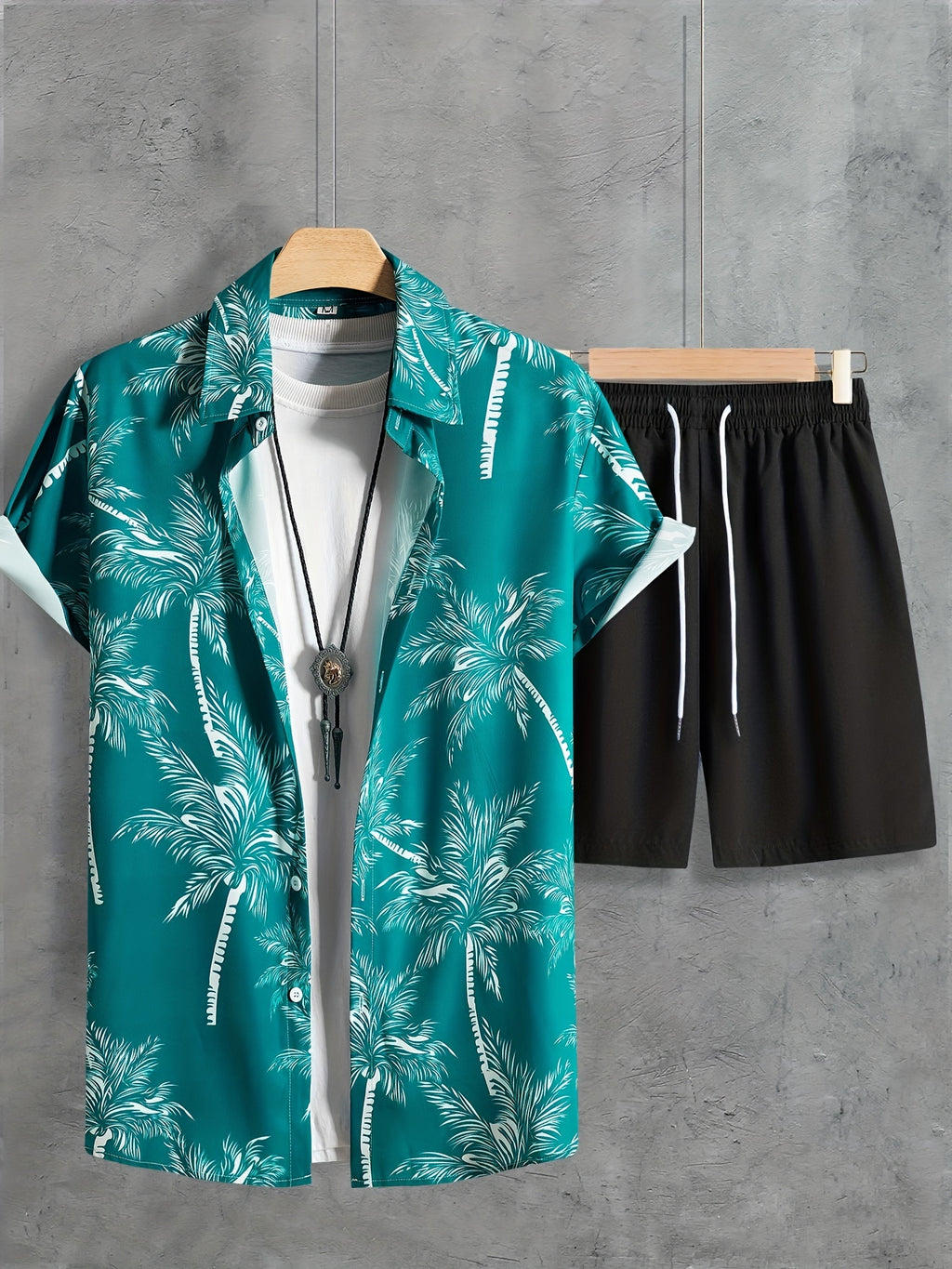 Coconut Tree Print Shirt and Shorts Set