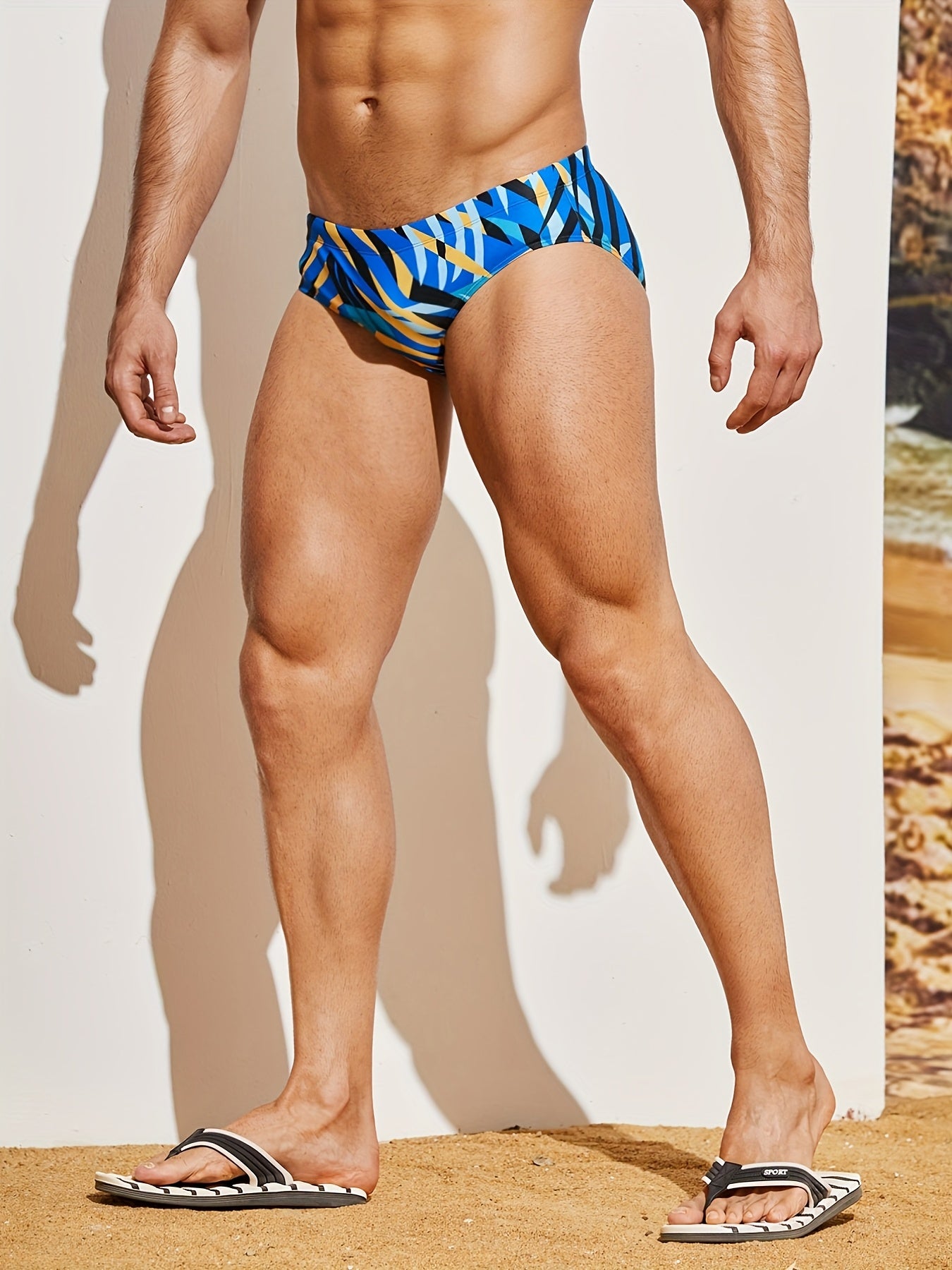 Quick Dry Men's Striped Swim Boxer Briefs For Outdoor Surfing And Swimming At The Beach Or Pool