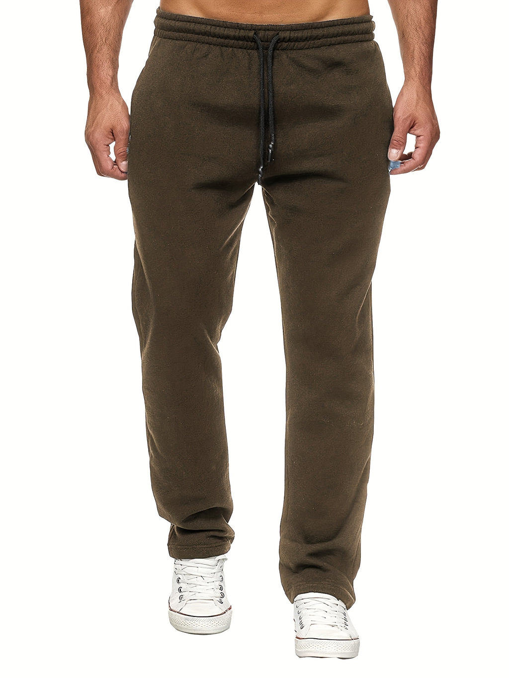 Men's Fashion Casual Solid Color Fleece-Lined Joggers