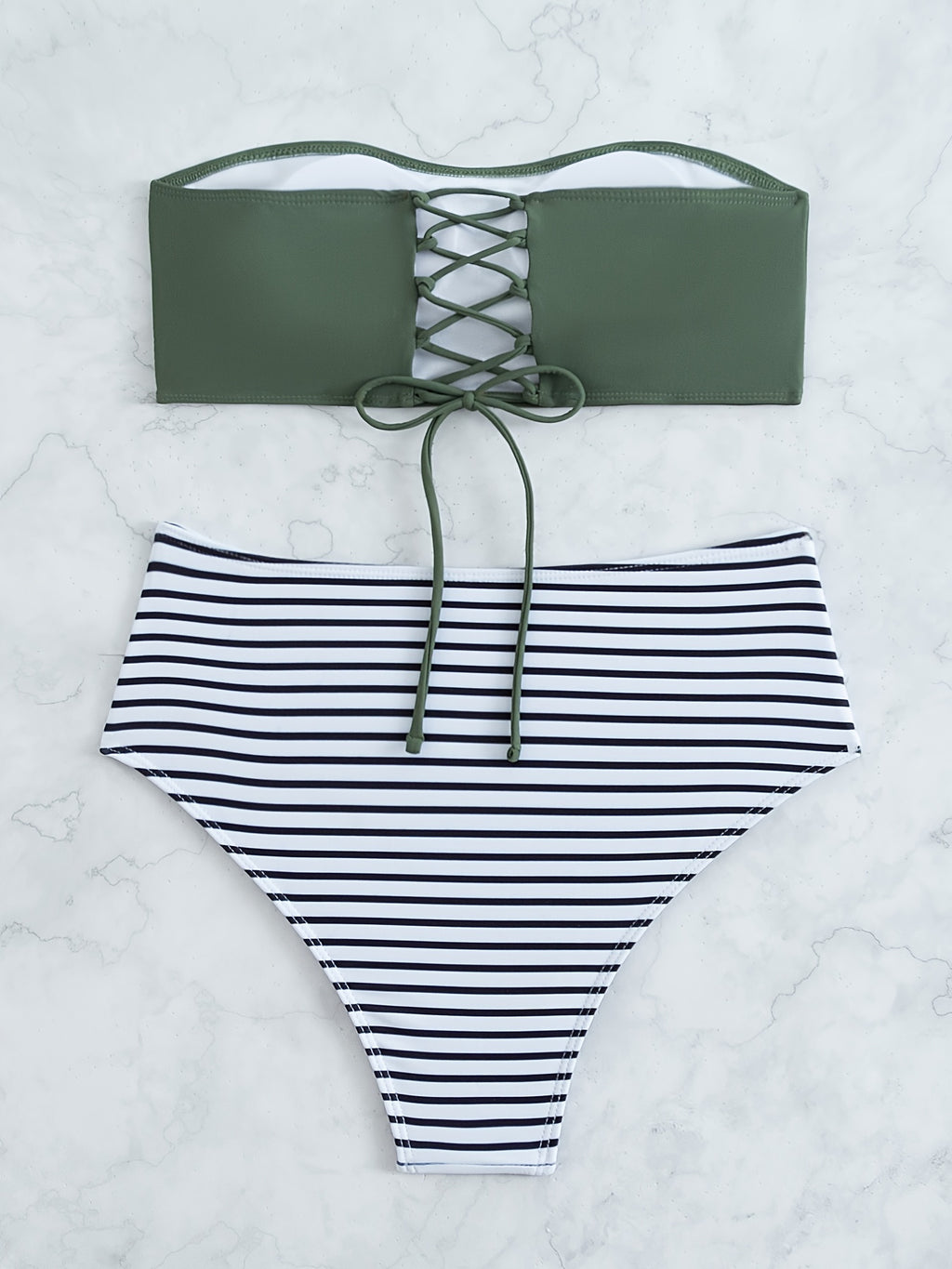 Striped Bandeau Bikini Set – Strapless Two-Piece Swimsuit
