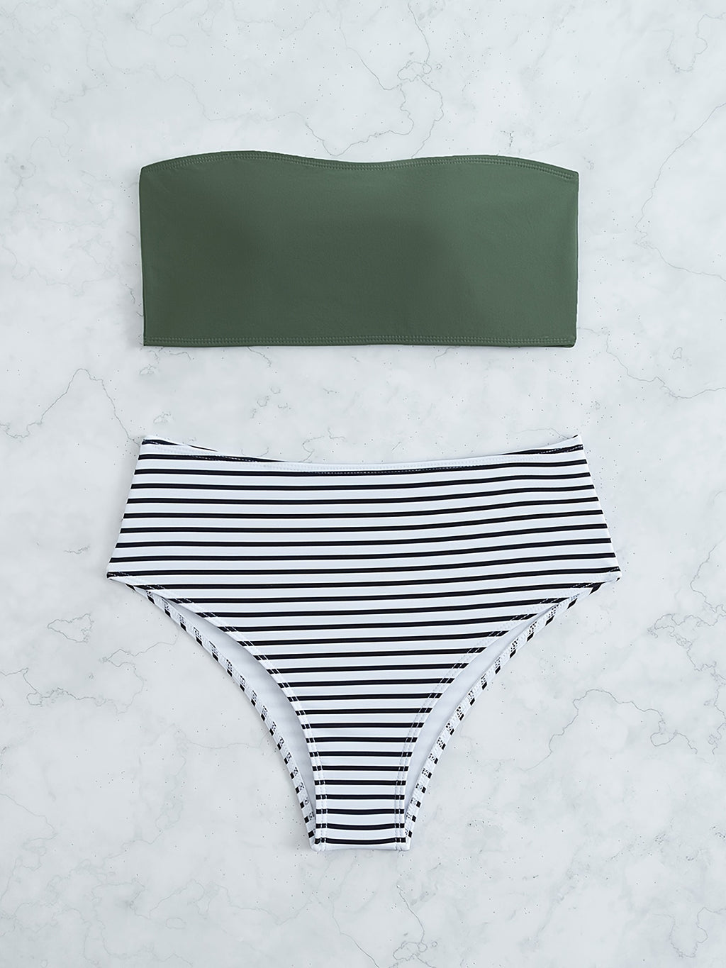 Striped Bandeau Bikini Set – Strapless Two-Piece Swimsuit